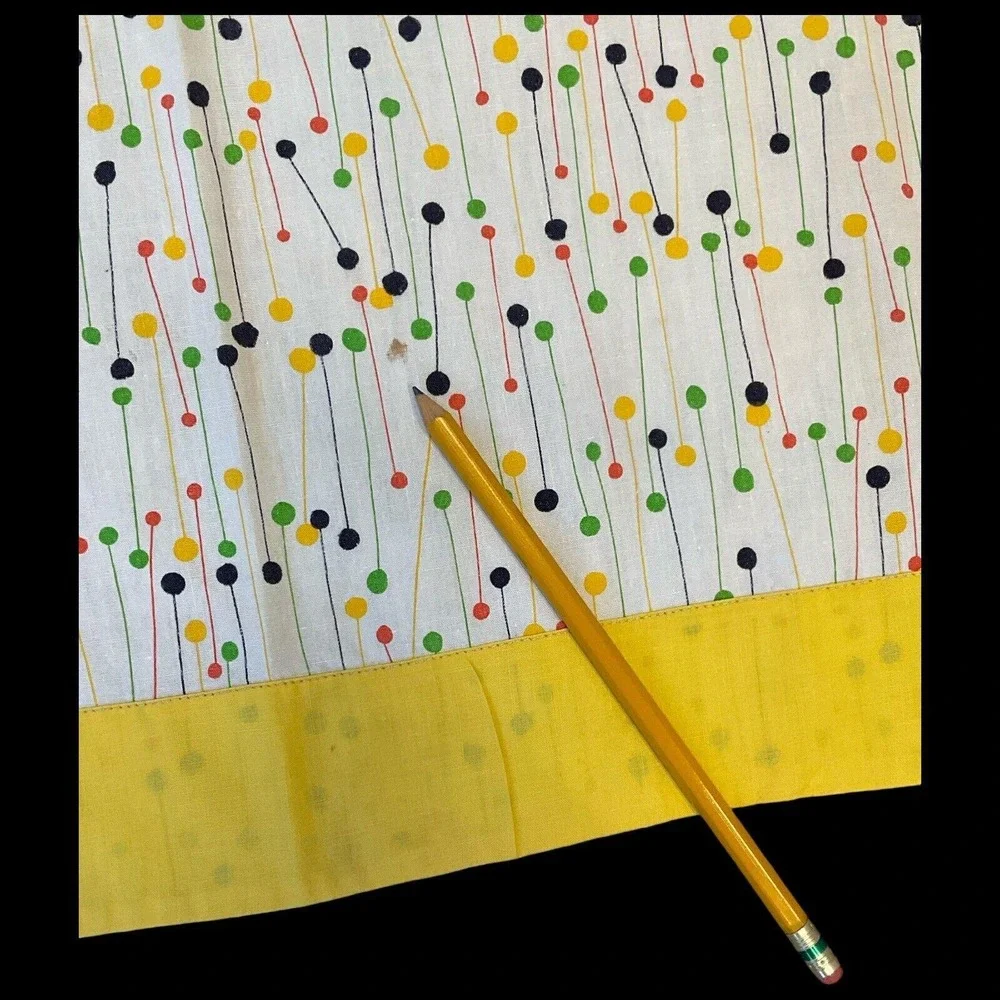 Vintage Apron Handmade Pockets Yellow Framed Geometric‎ Stick and Ball